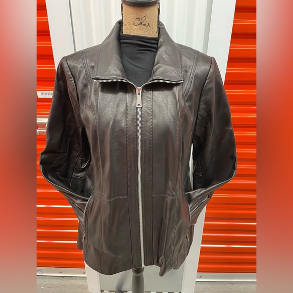 CALVIN KLEIN 1X SMOOTH SOFT BLACK LAMBSKIN LEATHER JACKET ๐งฅ ๐NWT NEVER WORN!๐ - Picture 4 of 15